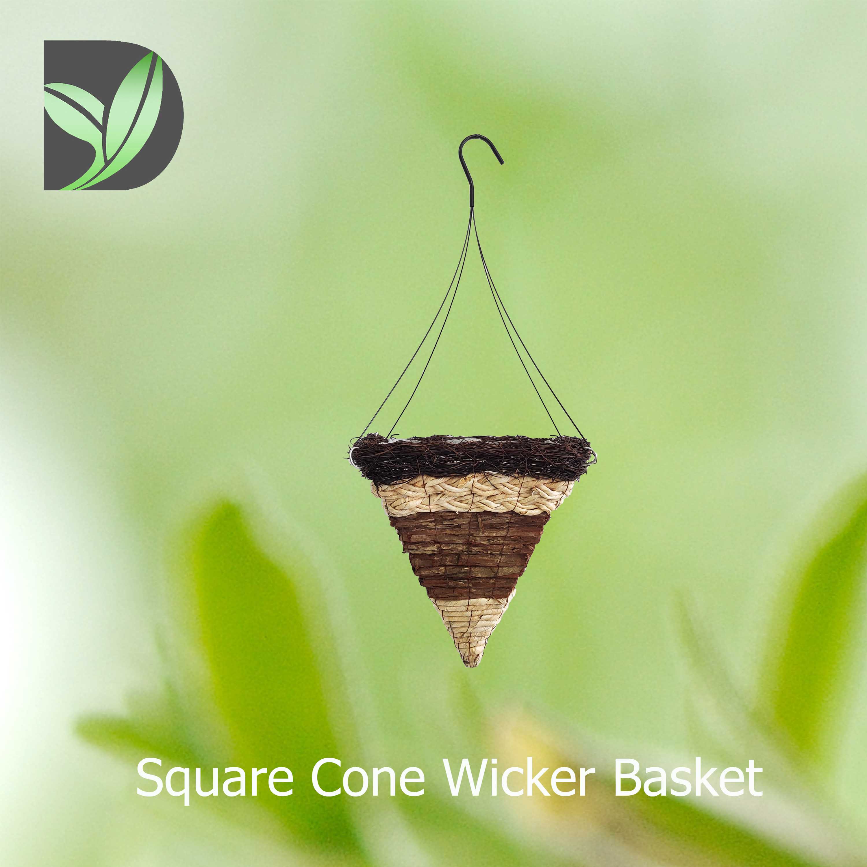 Fir Tree Bark Square Cone Wicker Basket